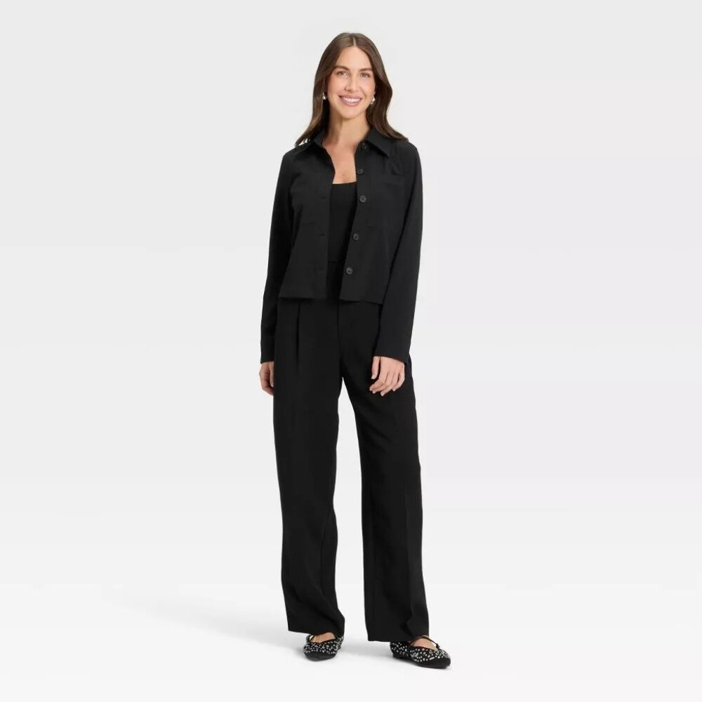 NEW A New Day Plain Weave Shirt Jacket - Black - Size Medium - Picture 9 of 9